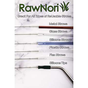 2 Drinking Straw Cleaning Brush Long - Bristle Cleaner for Stainless Steel Drink Straws Heavy Duty Brushes for Washing Glass Silicone Metal Straws Tea Pot Spout Mini Micro Bottle