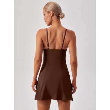 ABOCIW Tennis Dress, Womens V Neck Spaghetti Strap Exercise Workout Dress with Built-in Bra & Shorts...