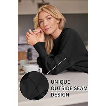 LILLUSORY Women's Oversized Batwing Sweaters 2024 Fall Outfits Crewneck Ribbed Knit Side Slit Trendy Pullover Tops Black XS