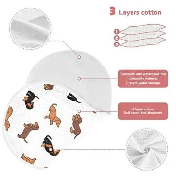 WELLDAY Muslin Baby Burp Cloths Set of 1, Soft Absorbent Cute Dogs Dachshunds Muslin Washcloths, Bibs, Face Towel for Newborn Boys Girls, 22 x 11 Inch
