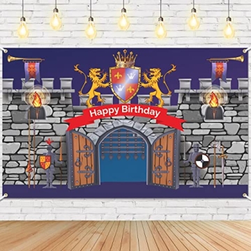 Medieval Party Decorations Banner - Knight Themed Photo Backdrop for Kids and Adults