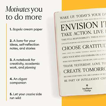 Intelligent Change Premium Daily Small Notebook With Quotes, Lined Journal, Work Notebook, A5 Journal for Writing Notes, To-Do Lists, Creative Writing