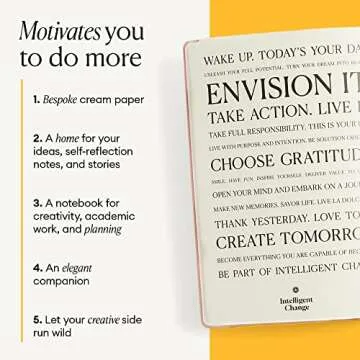 Intelligent Change Premium Daily Small Notebook With Quotes, Lined Journal, Work Notebook, A5 Journal for Writing Notes, To-Do Lists, Creative Writing