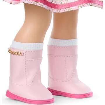 Doll Floral Outfit with Ruffled Bodice and Boots