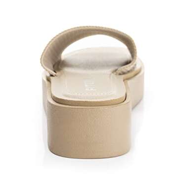 FITORY Women's Knit Platform Sandals Comfort Wedge Slides Slippers for Summer Size 8 Camel