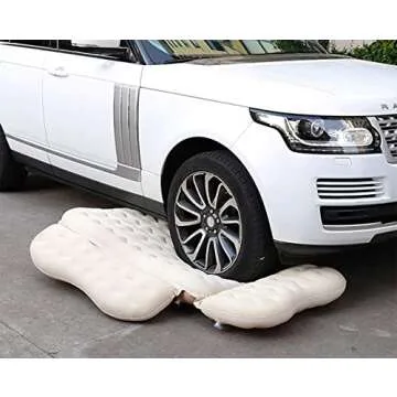 CALOER Thicked Inflatable Car Air Mattress with Pocket,Headboard,Pillows and Air Pump (Portable)-Camping Inflation Bed Travel Air Bed Car Back Seat-Blow Up Air Mattress - Car Bed fits Car, SUV White