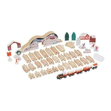 Manhattan Toy 49-Piece Wooden Train Set for Imaginative Play