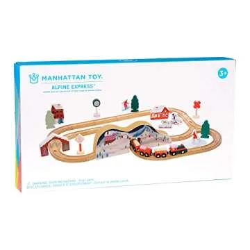 Manhattan Toy 49-Piece Wooden Train Set for Imaginative Play