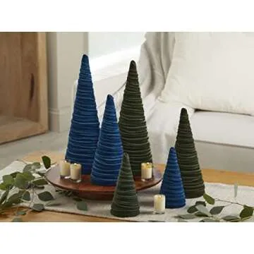 Olive Green Velvet Cones Set of 3 for Elegant Decor