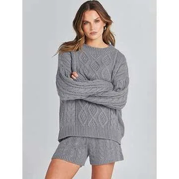 Cozy ANRABESS Women 2 Piece Sweater Lounge Set