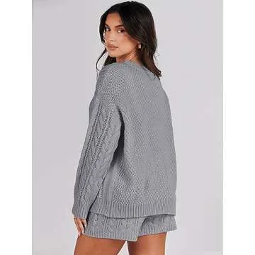 Cozy ANRABESS Women 2 Piece Sweater Lounge Set