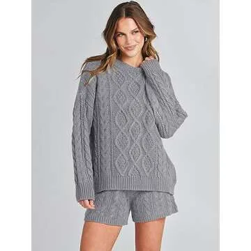 Cozy ANRABESS Women 2 Piece Sweater Lounge Set