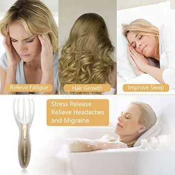 Tezam Electric Head Massager Neck Massage Octopus Scalp Stress Relax Spa Therapy Healing, Soft Resin Finger Gripper Claw Electronic Head Spa Vibration Scalp Massage Tool