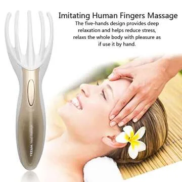 Tezam Electric Head Massager Neck Massage Octopus Scalp Stress Relax Spa Therapy Healing, Soft Resin Finger Gripper Claw Electronic Head Spa Vibration Scalp Massage Tool