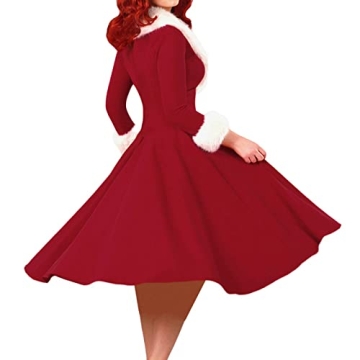 Elegant Vintage Christmas Dress for Women - Red & Plaid