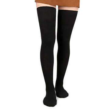 Moon Wood Women Thigh High Socks - Stylish Black Over Knee Stockings