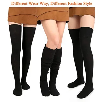 Thigh High Black Socks for Women - Moon Wood Style