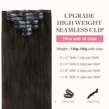 GOO GOO Clip in Hair Extensions Real Human Hair, Remy Human Hair Extensions Clip ins for Women, Natu...