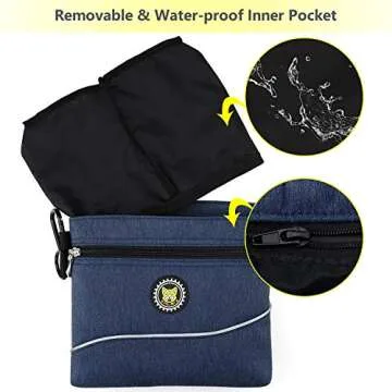 Viklluyr Dog Treat Pouch Bag with Magnetic Closure, Dog Food Carrier with Removable Inner Pocket, Perfect Dog Training Bag for Agility Training - Including Carabiner
