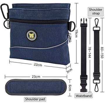 Viklluyr Dog Treat Pouch Bag with Magnetic Closure, Dog Food Carrier with Removable Inner Pocket, Perfect Dog Training Bag for Agility Training - Including Carabiner