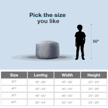 3ft Memory Foam Bean Bag Chair for Kids and Adults