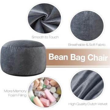 3ft Memory Foam Bean Bag Chair for Kids and Adults