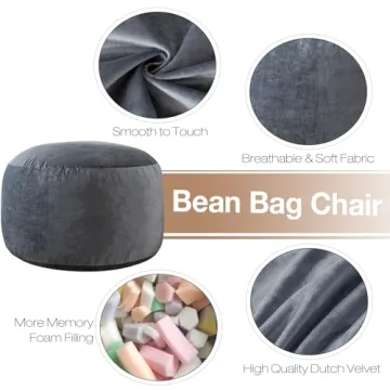 3ft Memory Foam Bean Bag Chair for Kids and Adults