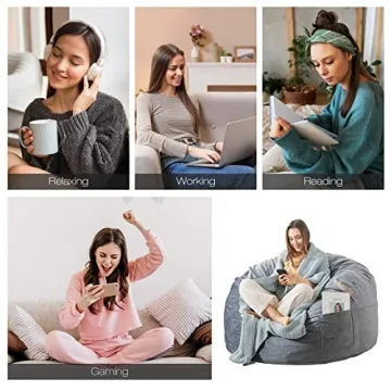 3ft Memory Foam Bean Bag Chair for Kids and Adults