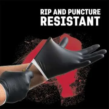 Venom Steel Industrial Nitrile Gloves, Chemical Resistant Disposable Black Gloves, Latex-Free, Powde...