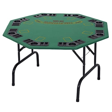 Soozier Poker Table Foldable, 47" Octagon Blackjack Poker Game Table for 8 Players with Cup Holders,...