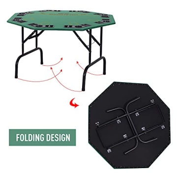 Soozier Foldable 8-Player Poker Table with Cup Holders