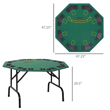 Soozier Foldable 8-Player Poker Table with Cup Holders
