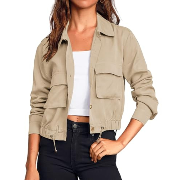 Onedreamer Women's Military Safari Cropped Jackets - Stylish and Cozy Layering Piece