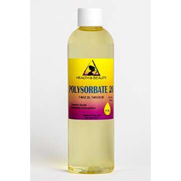 H&B Oils Center Co. Polysorbate 20 T-MAZ 20 Tween 20 Solubilizer Surfactant & Emulsifier 100% Pure 4 oz