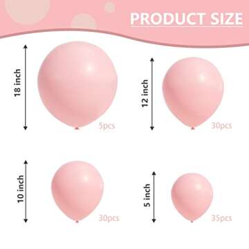 Pastel Pink Balloons Garland Kit 100 Pack 18/12 /10/5 Inch Party Balloons Different Sizes Baby Pink Balloon for Birthday Party Baby Shower Wedding Christmas Easter Party Decorations
