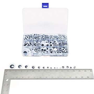 Variety Value Pack 1 Box Approx 1120 pcs 0.16 inches to 1 inch Round Plastic Self Adhesive Black Googly Wiggle Eyes Wide Assorted Sizes