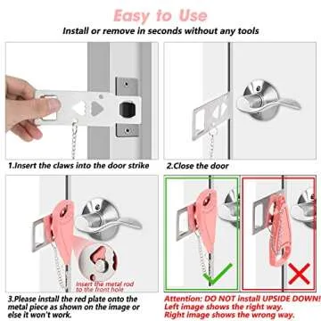 Portable Security Door Lock for Safe Travel - Pink