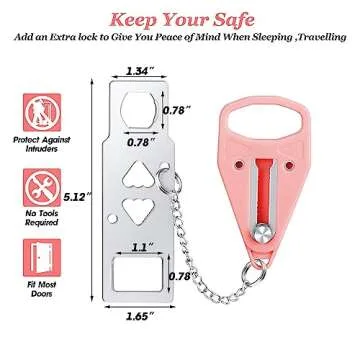 Portable Security Door Lock for Safe Travel - Pink
