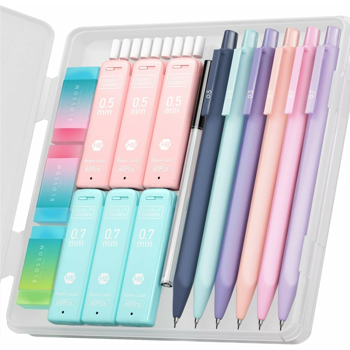 Cute Mechanical Pencil Set with Leads & Erasers