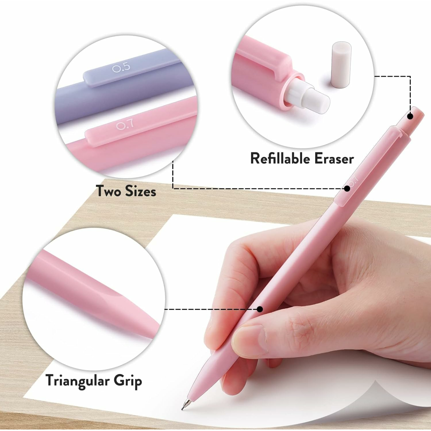 Cute Mechanical Pencil Set with Leads & Erasers