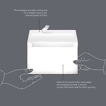 Amazon Basics A9 Blank Invitation Envelopes with Peel and Seal Closure, 5-3/4 x 8-3/4 Inches, White - Pack of 100
