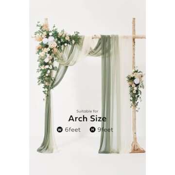Ling's Moment Wedding Arch Flowers with Sheer Drapes Kit - Beautiful Green Rose Floral Arrangements ...
