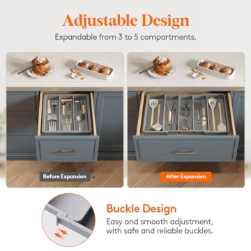 Lifewit Adjustable Utensil Organizer for Kitchen Drawers