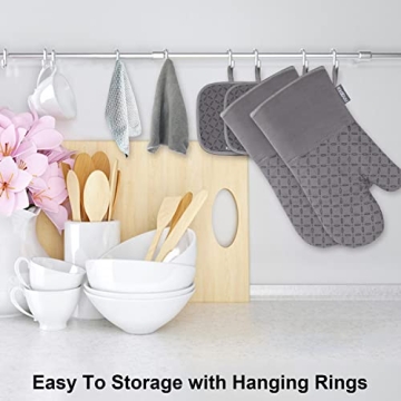 KEGOUU Kitchen Oven Mitts and Pot Holders 6pcs Set