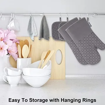 KEGOUU Kitchen Oven Mitts and Pot Holders 6pcs Set