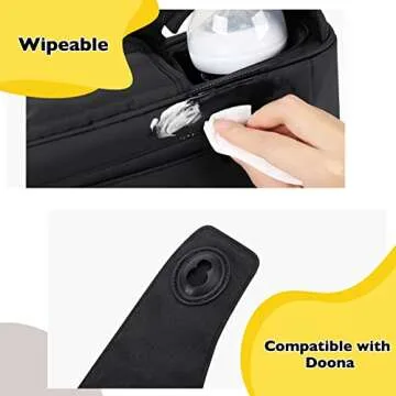 Upperkids Essentials Bag Compatible with Doona Infant Car Seat Stroller, Stroller Accessories, Organizer Bag, Car Seat Bag included Cup Holder, Phone Pockets, Wipes Pocket, Easy Access Baby Essentials