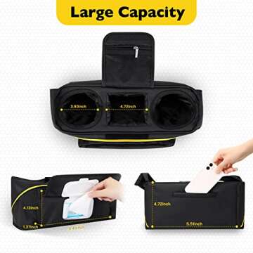 Upperkids Essentials Bag Compatible with Doona Infant Car Seat Stroller, Stroller Accessories, Organizer Bag, Car Seat Bag included Cup Holder, Phone Pockets, Wipes Pocket, Easy Access Baby Essentials