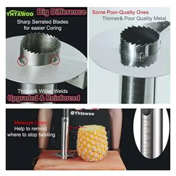 Pineapple Cutter and Corer, Pineapple Corer and Slicer Tool,[Reinforced sharp blades & Heavy duty & ...