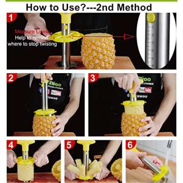 Pineapple Cutter and Corer, Pineapple Corer and Slicer Tool,[Reinforced sharp blades & Heavy duty & Durable], Yhtawoo Best Pineapple Peeler, Stainless Steel Decorer Fruit Knife, Easy Core Remover