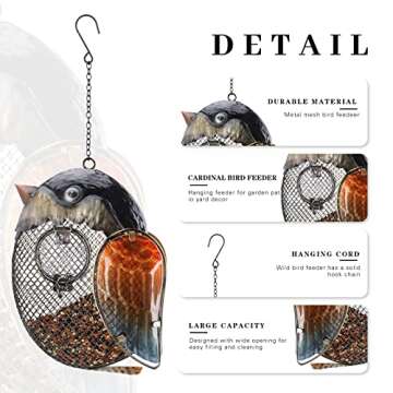 VCUTEKA Bird Feeder Metal Wild Bird Feeders Hanging for Garden Yard Outside Decoration, Brown Cardinal Bird Feeder to Attract More Birds for Backyard, Deck and Porch Decor, 12-Inch